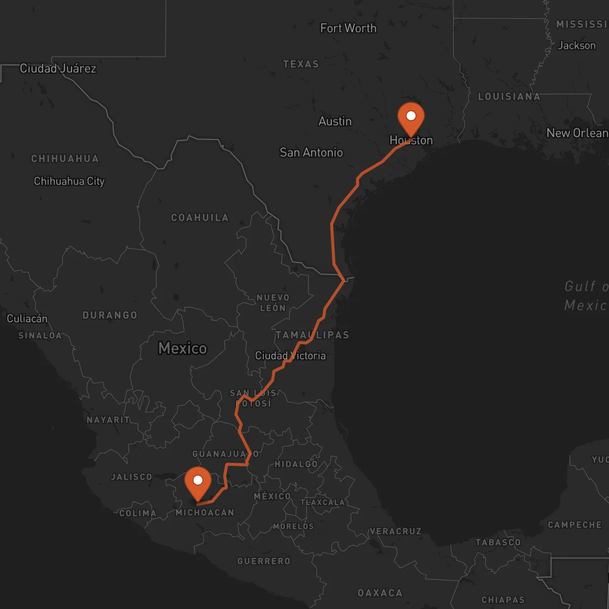 Ruta Houston - Uruapan
