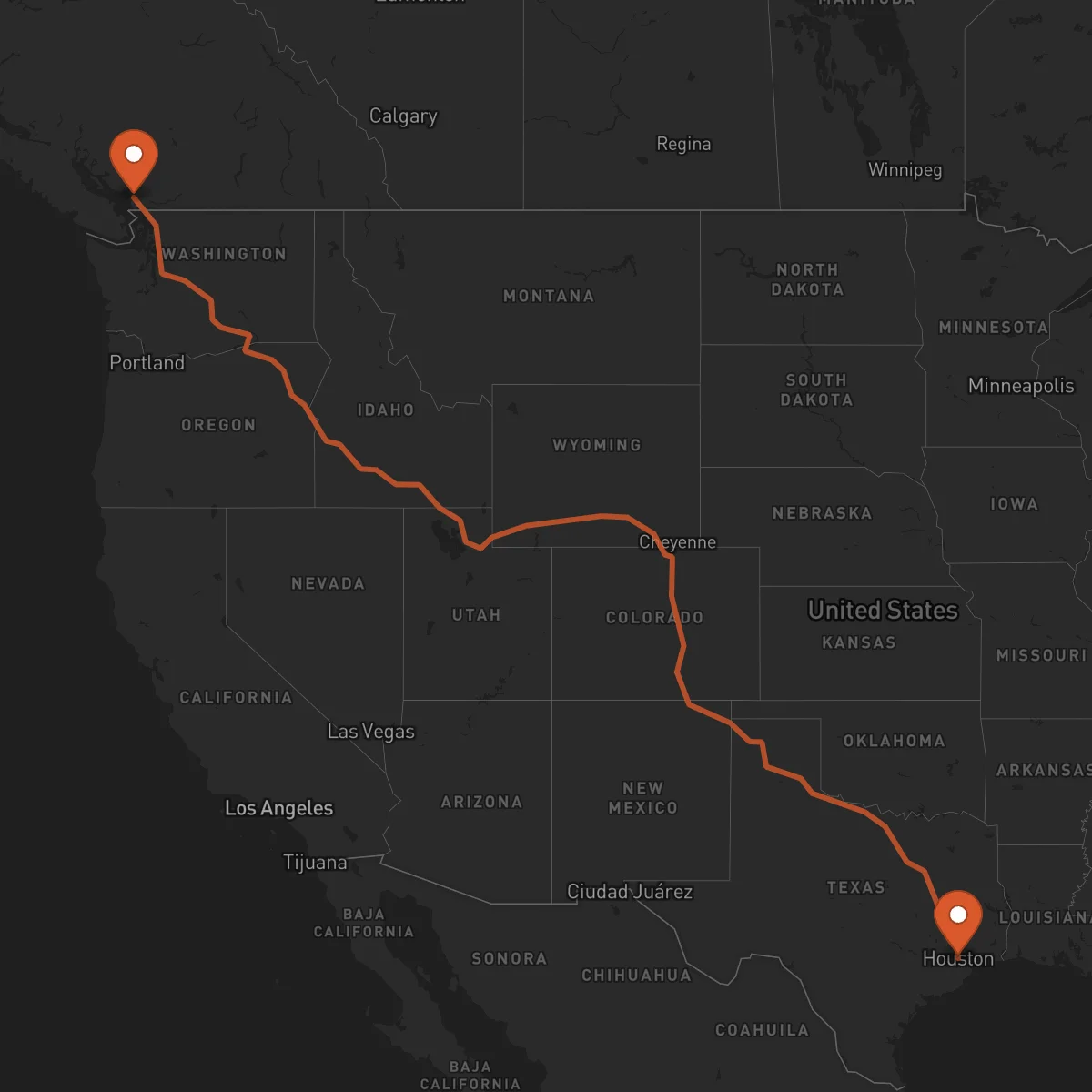 Ruta Vancouver - Houston