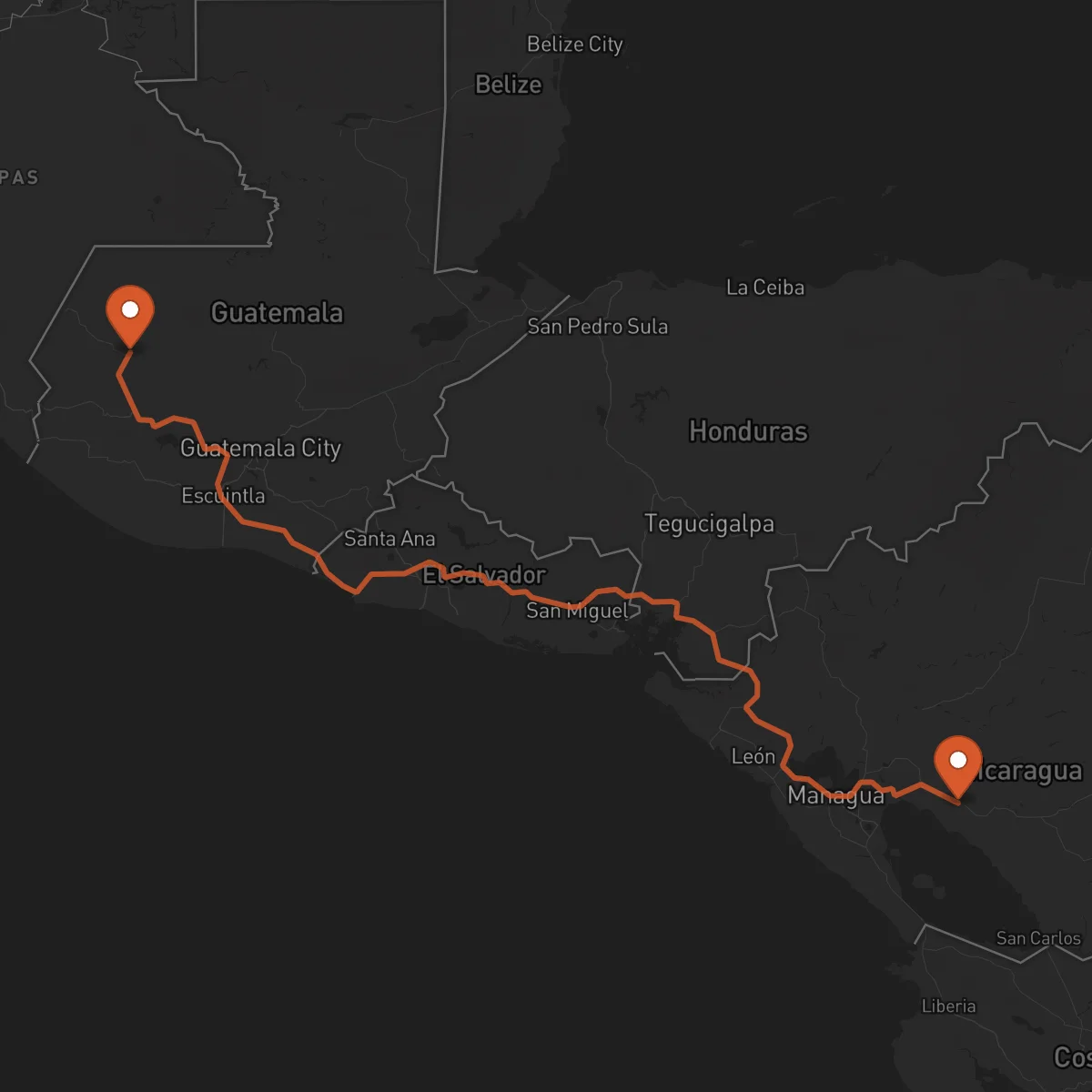 Ruta Huehuetenango - Juigalpa