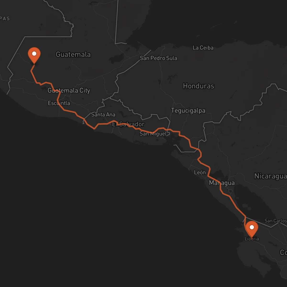 Ruta Liberia - Huehuetenango