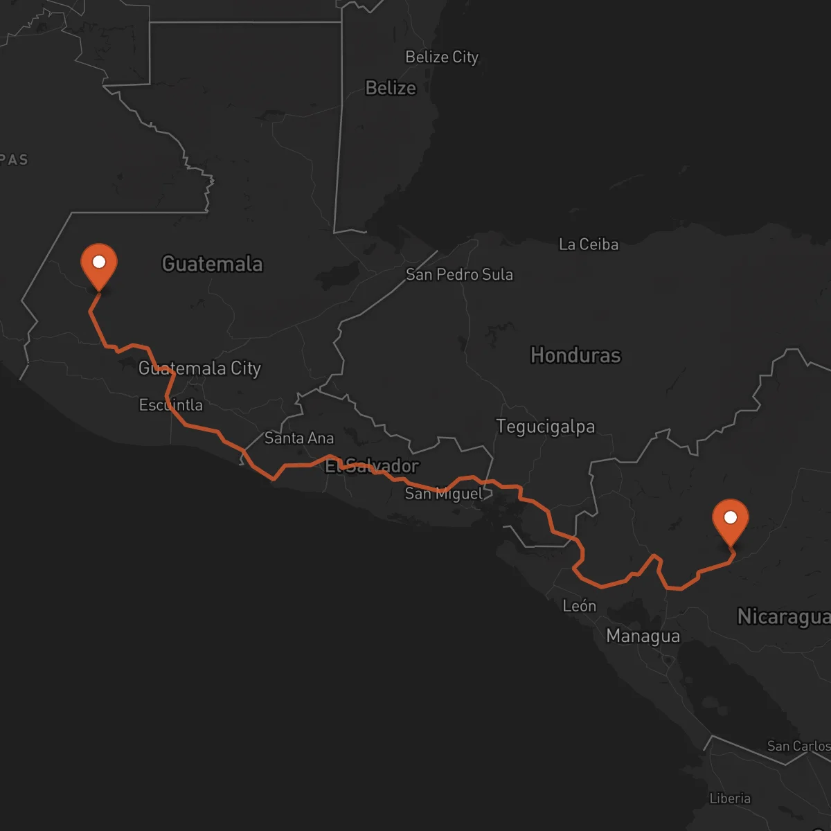Ruta Huehuetenango - Matagalpa
