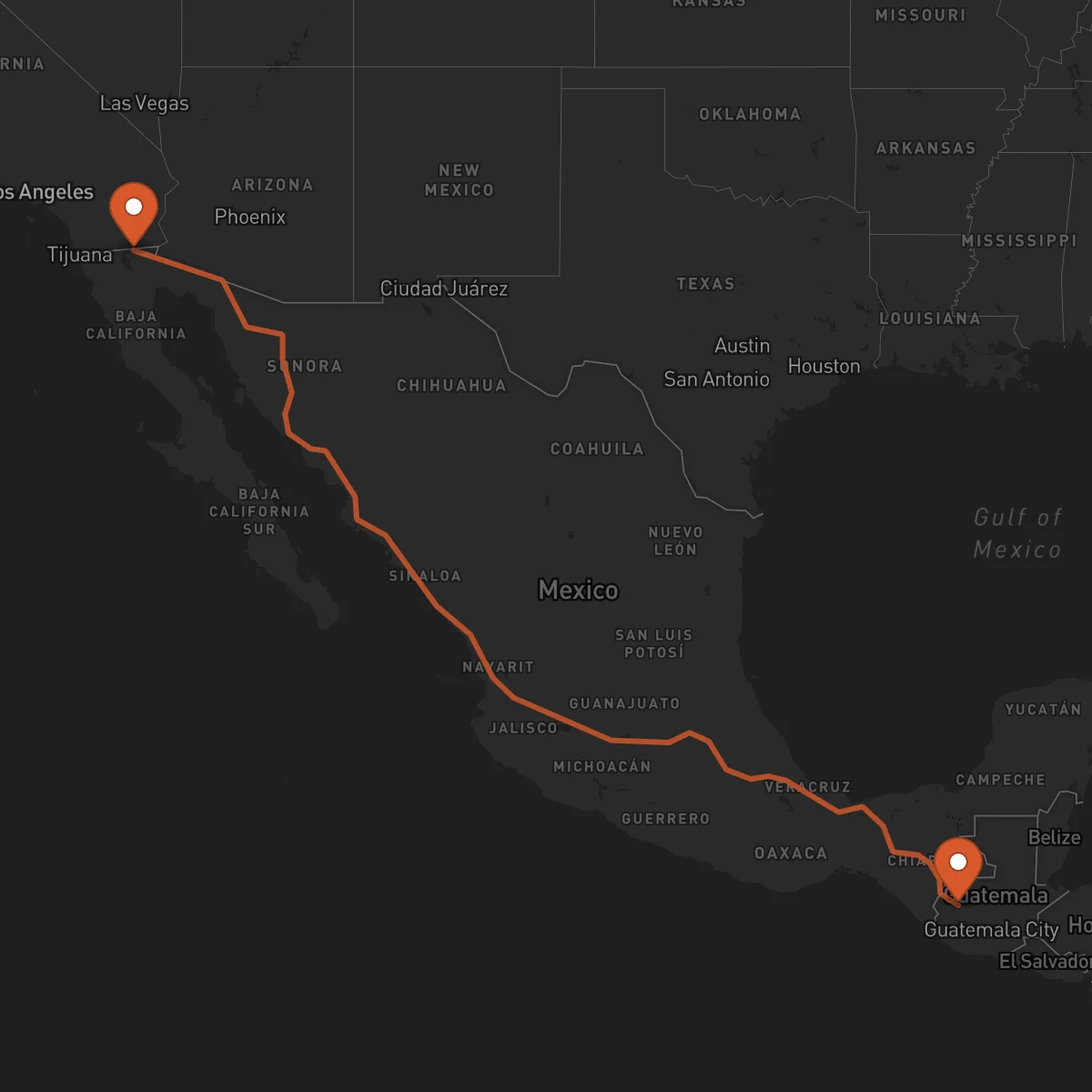 Ruta Mexicali - Huehuetenango