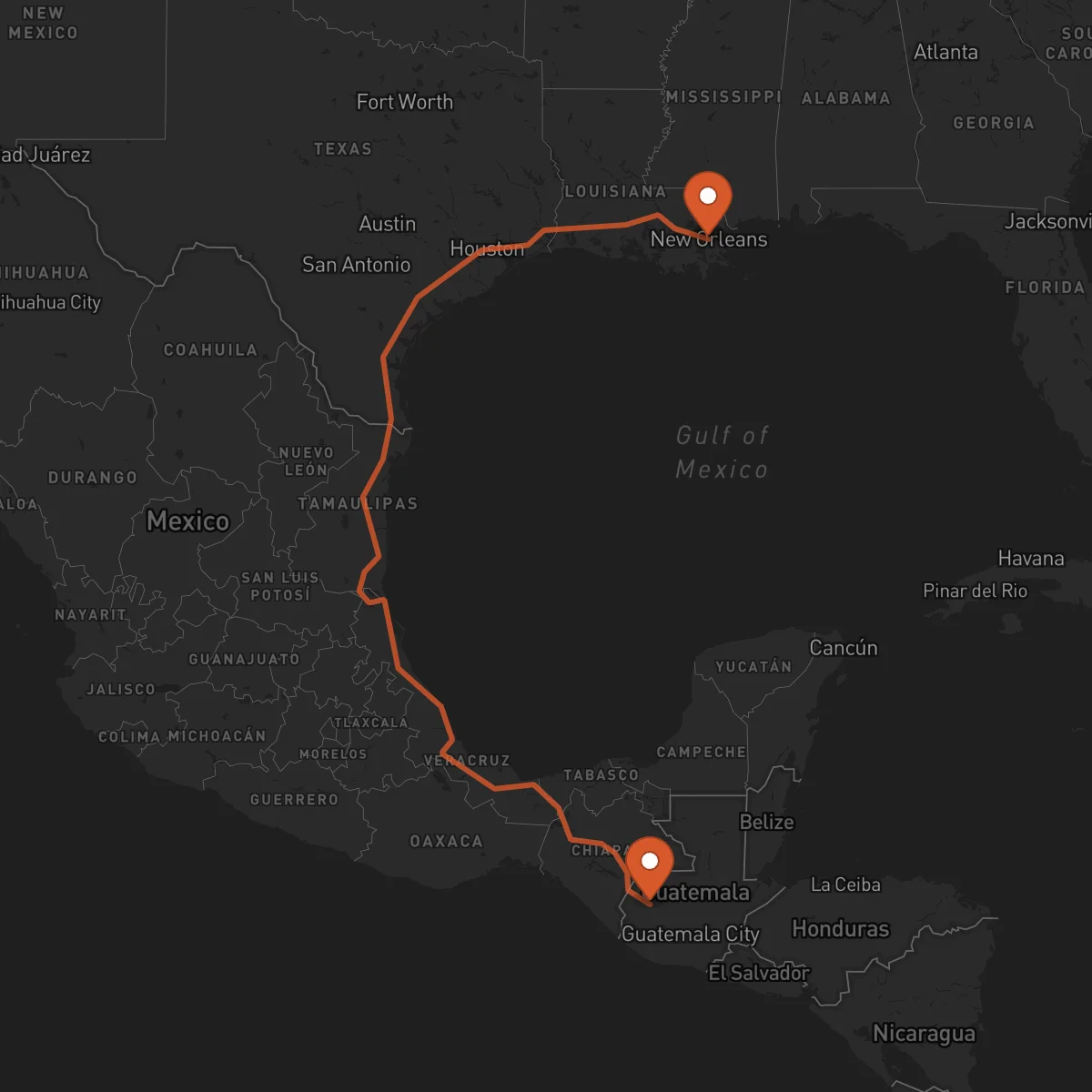 Ruta Huehuetenango - New Orleans