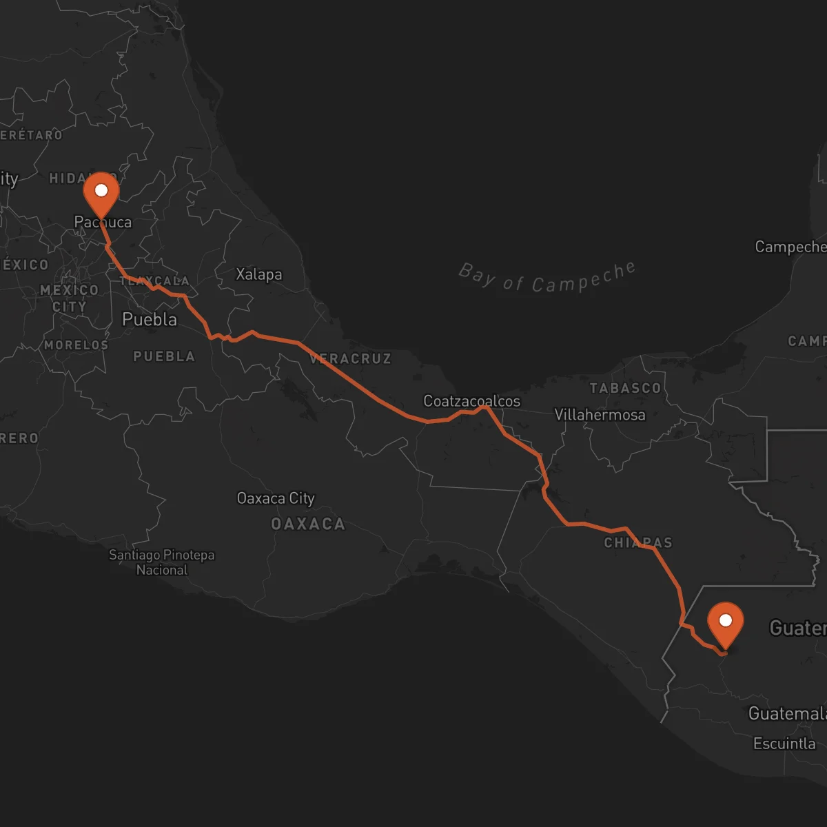 Ruta Huehuetenango - Pachuca de Soto