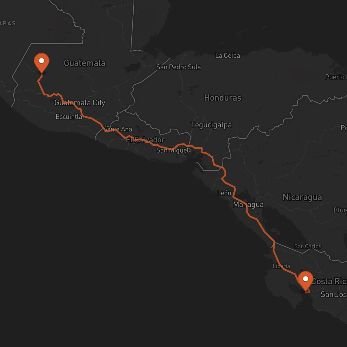 Ruta Puntarenas - Huehuetenango