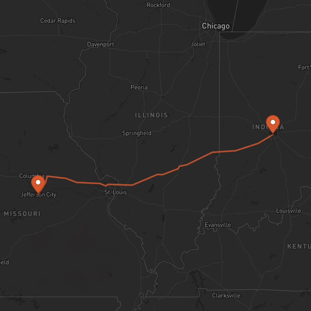 Ruta Indianápolis - Jefferson City