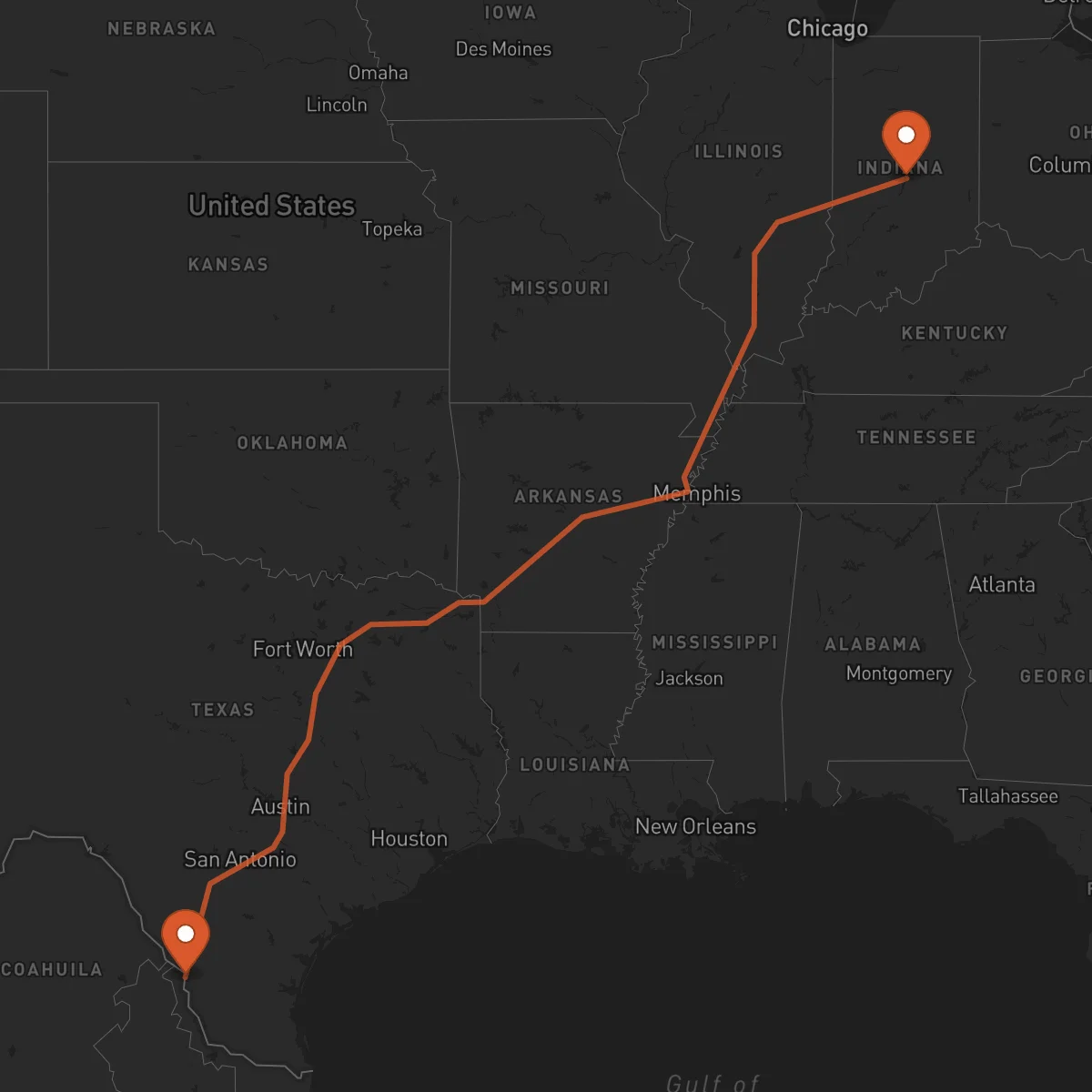 Ruta Indianapolis - Laredo