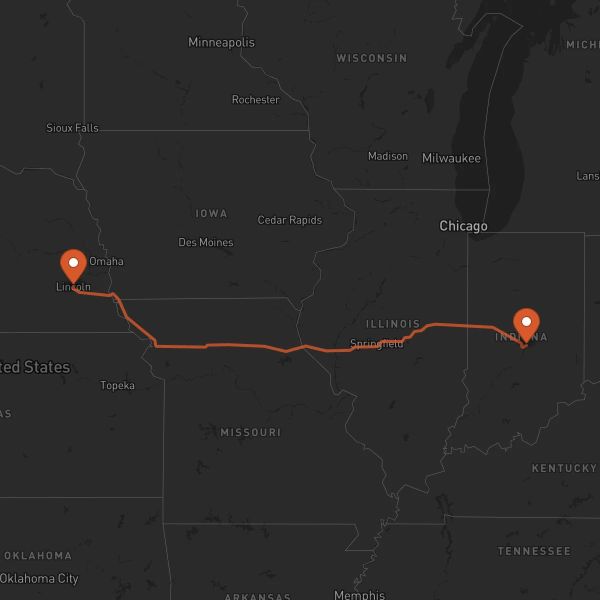 Ruta Indianápolis - Lincoln