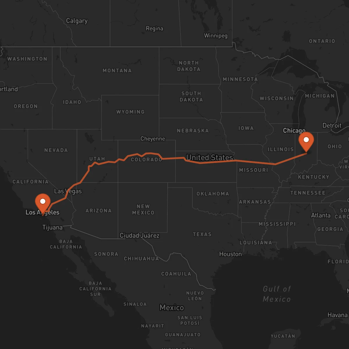 Ruta Indianapolis - Long Beach