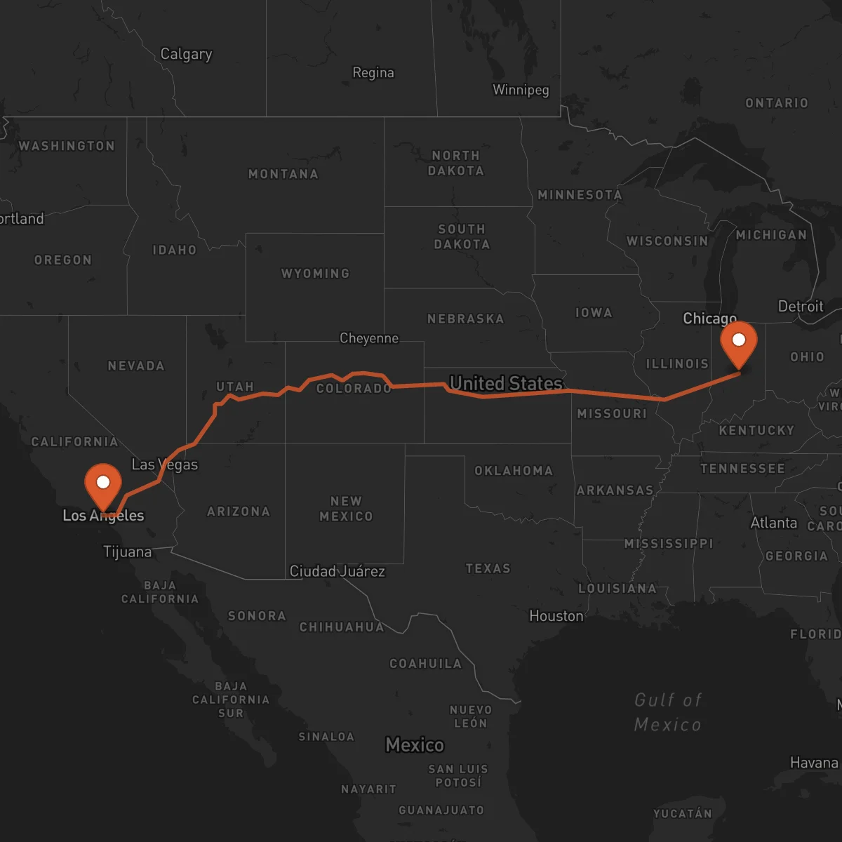 Ruta Indianápolis - Los Angeles