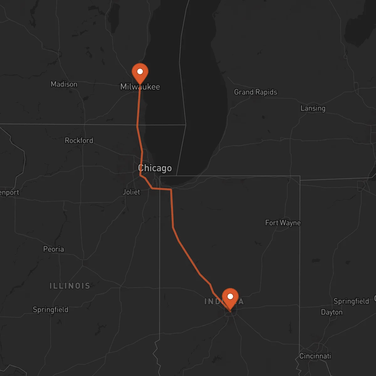 Ruta Indianápolis - Milwaukee