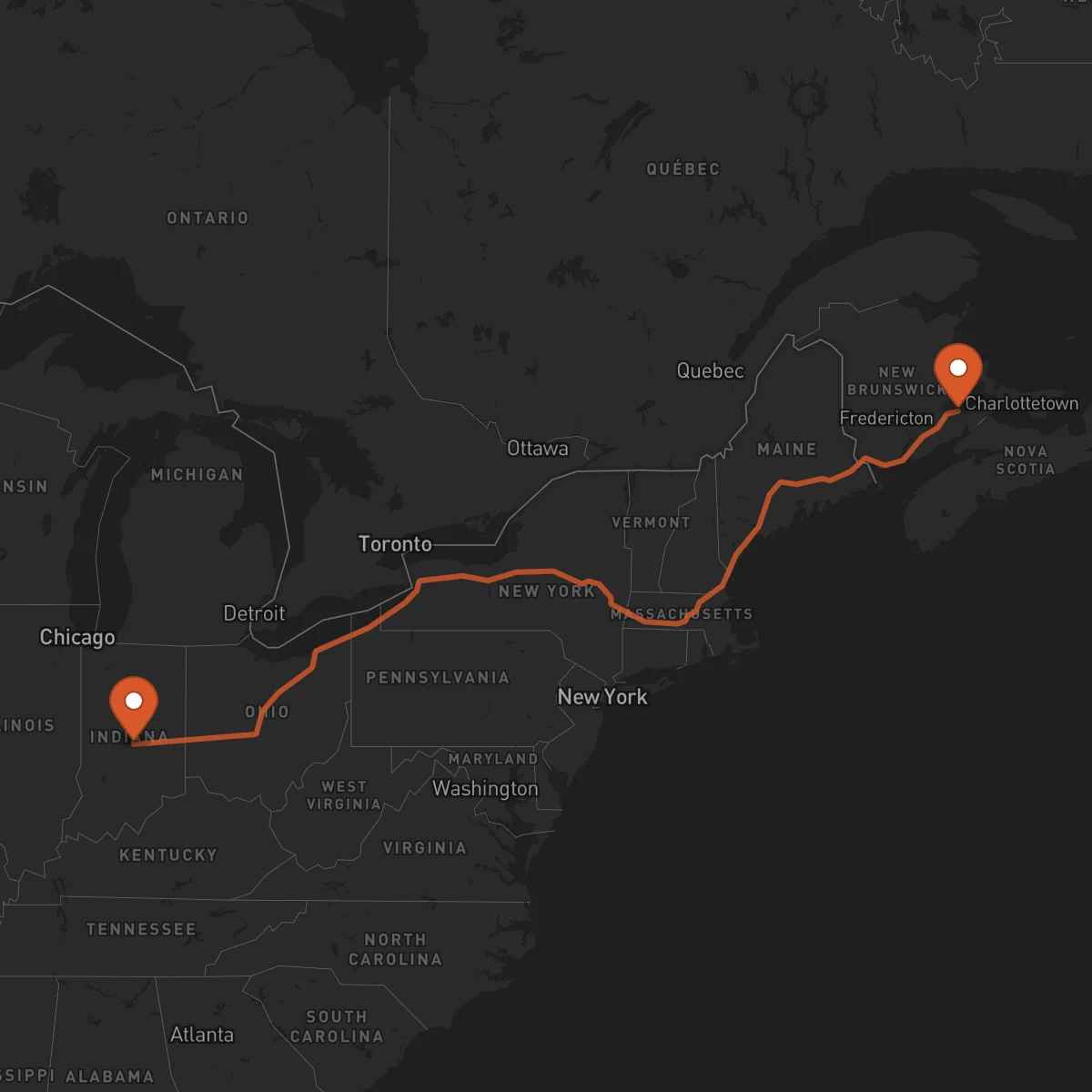 Ruta Moncton - Indianapolis