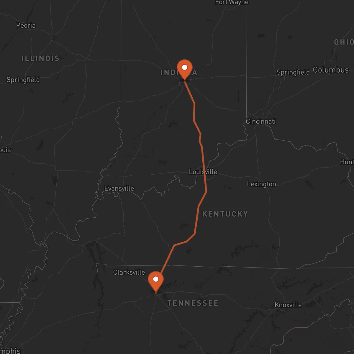 Ruta Nashville - Indianápolis