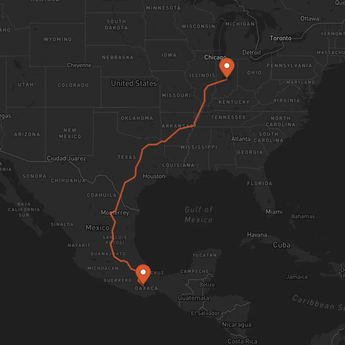 Ruta Indianápolis - Oaxaca de Juárez