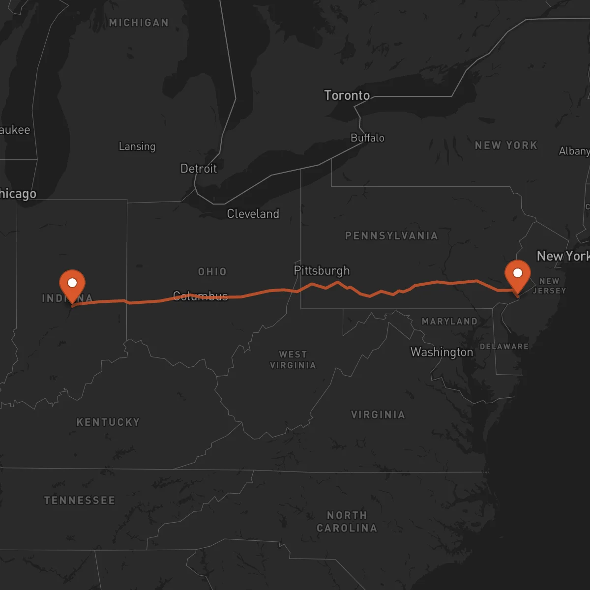 Ruta Philadelphie - Indianapolis
