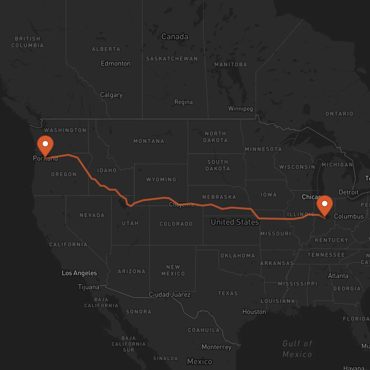 Ruta Indianapolis - Portland