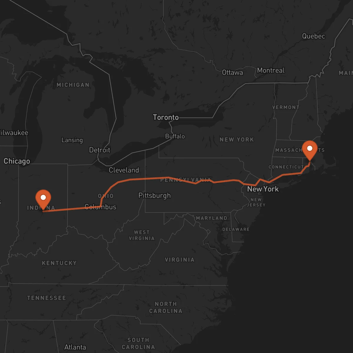 Ruta Providence - Indianapolis
