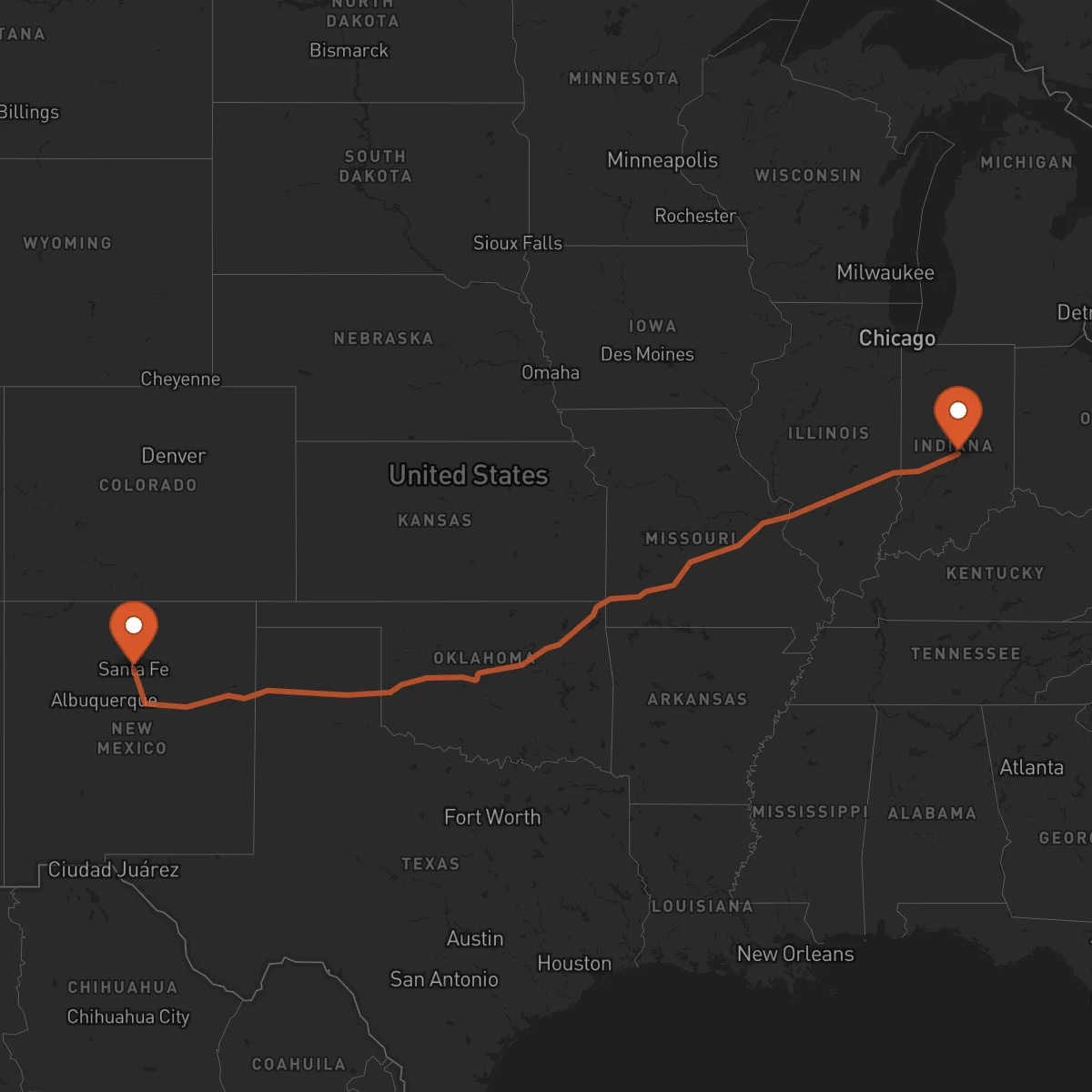 Ruta Indianapolis - Santa Fe