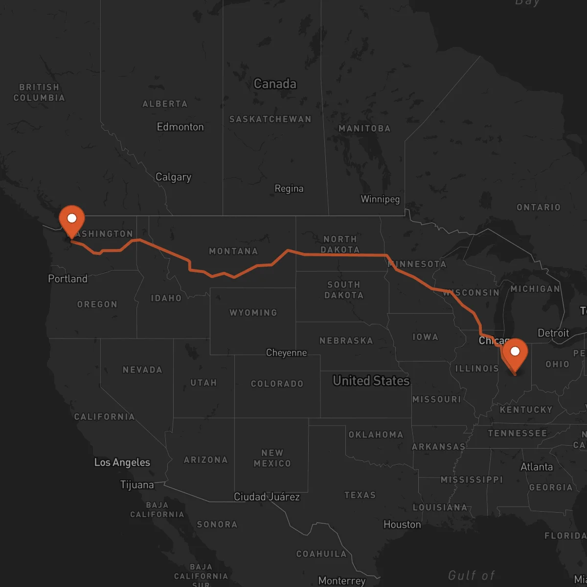 Ruta Indianápolis - Seattle