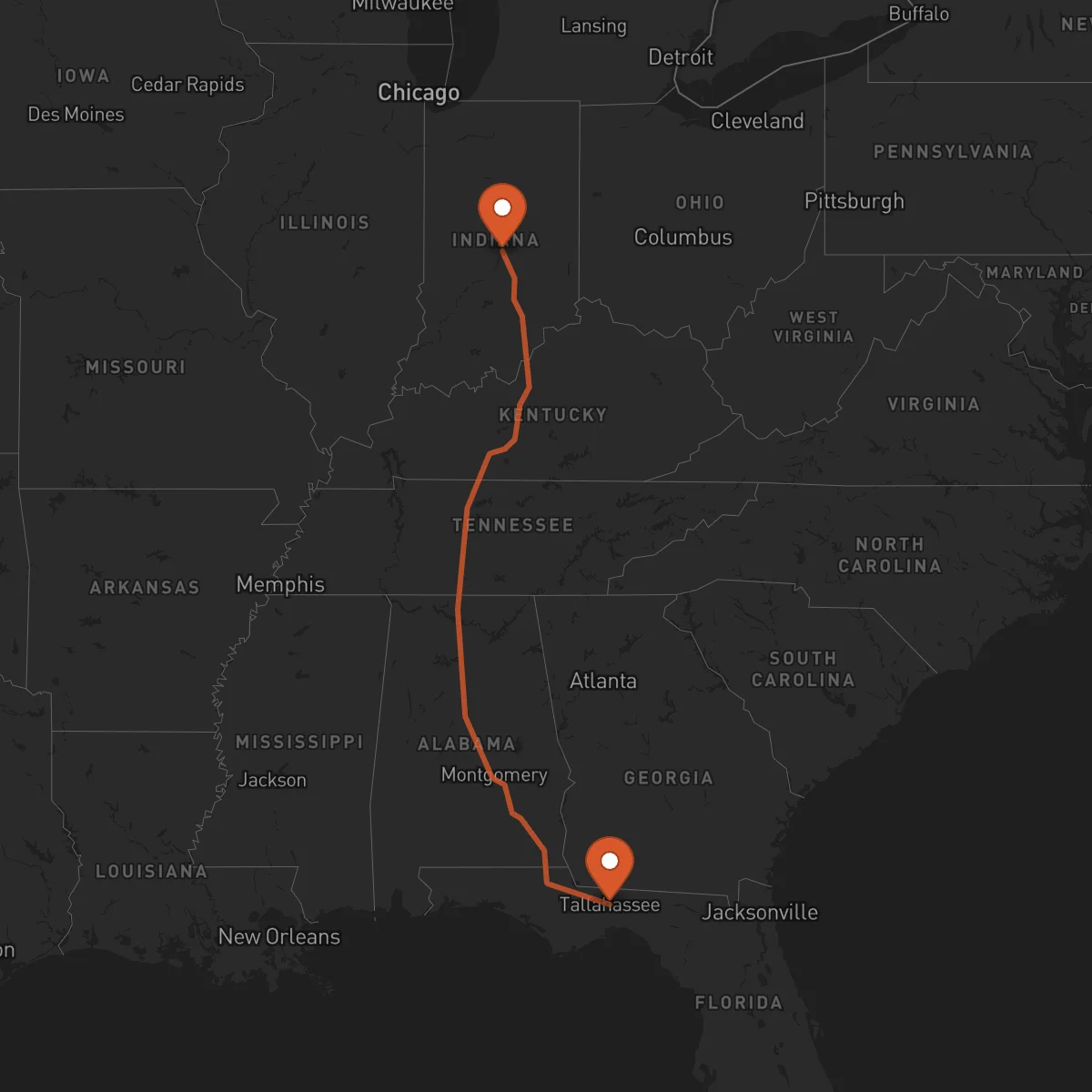 Ruta Indianápolis - Tallahassee