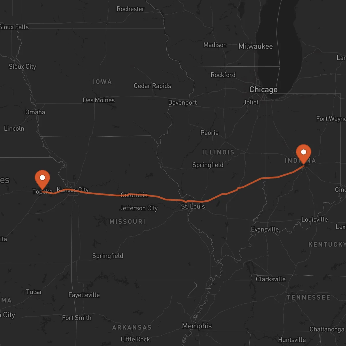 Ruta Indianápolis - Topeka