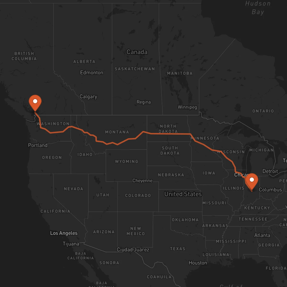 Ruta Indianapolis - Vancouver