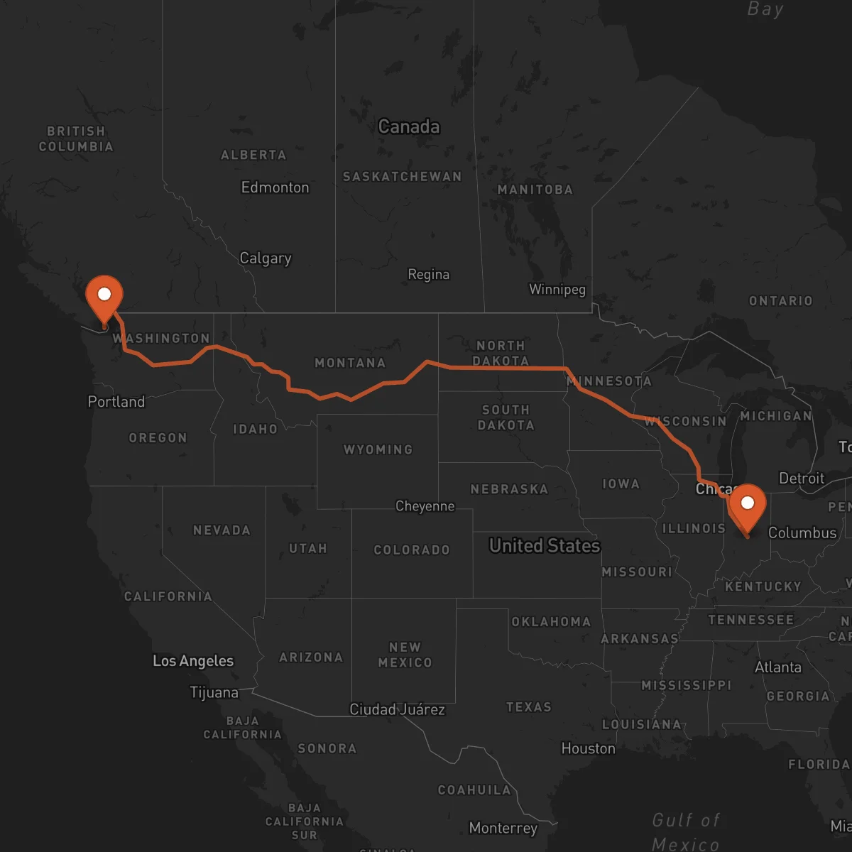 Ruta Indianapolis - Victoria