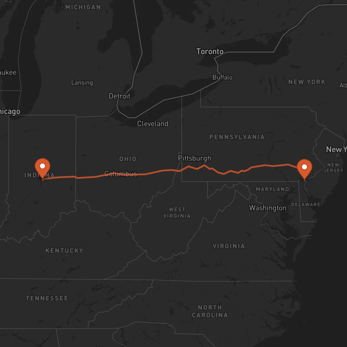 Ruta Indianápolis - Wilmington