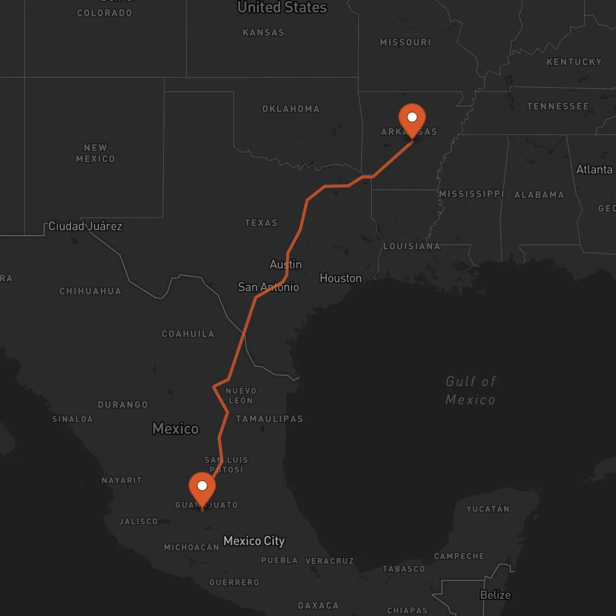 Ruta Little Rock - Irapuato