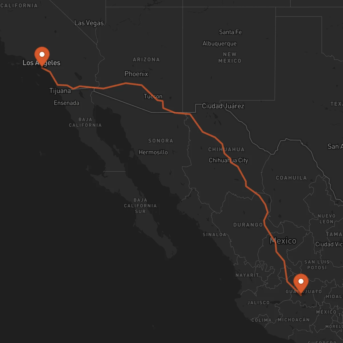 Ruta Long Beach - Irapuato