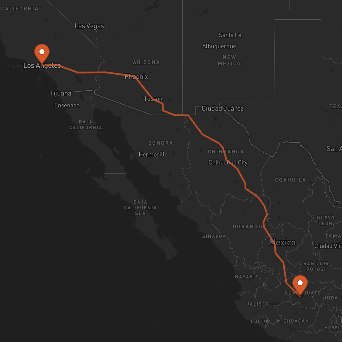 Ruta Irapuato - Los Angeles