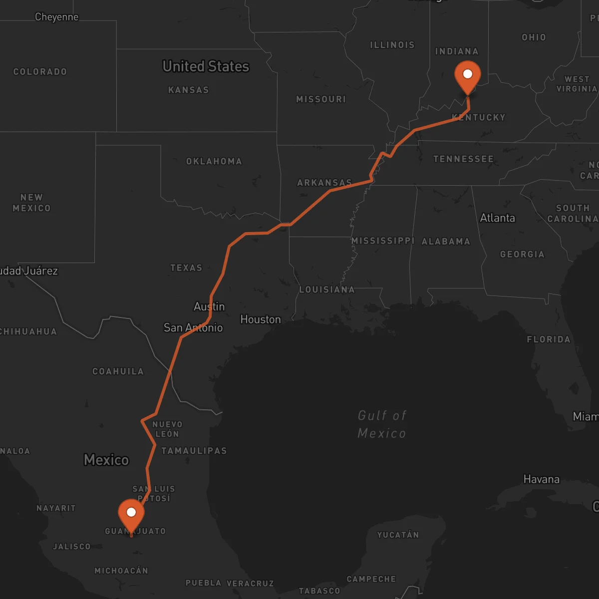 Ruta Louisville - Irapuato