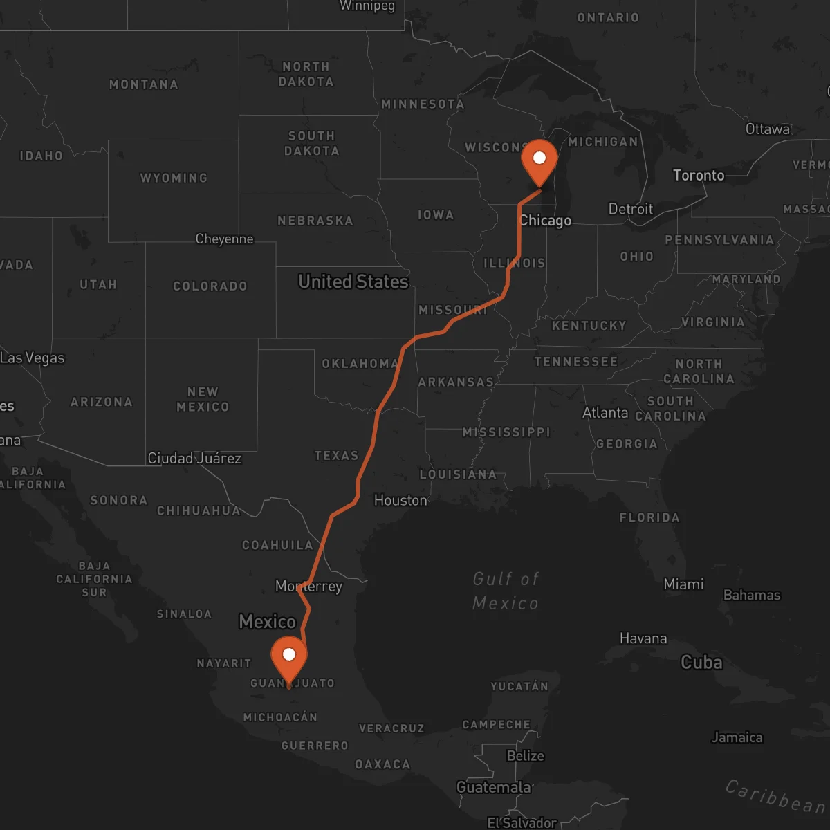 Ruta Milwaukee - Irapuato