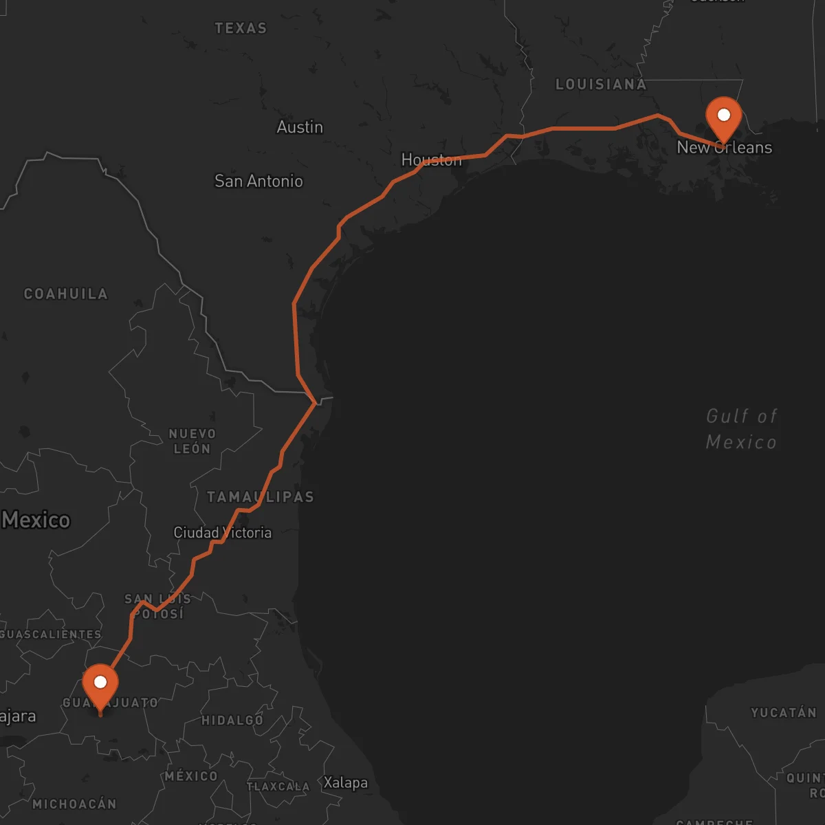 Ruta Irapuato - New Orleans