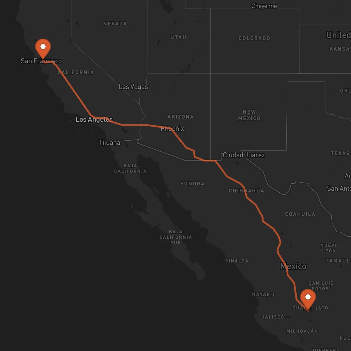 Ruta Oakland - Irapuato