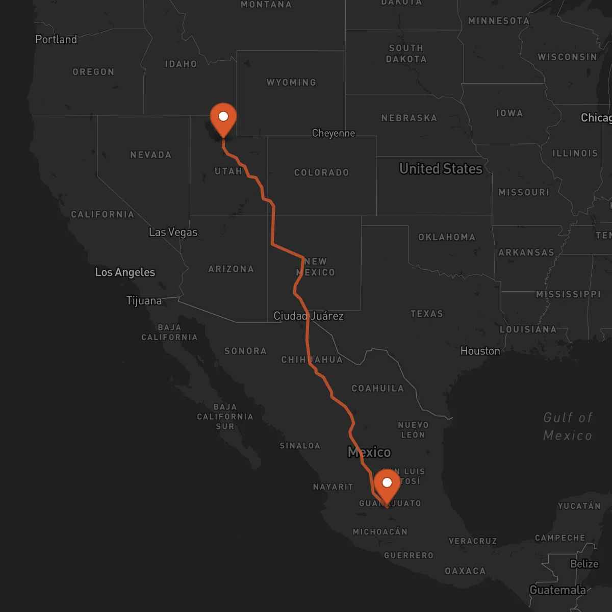Ruta Salt Lake City - Irapuato