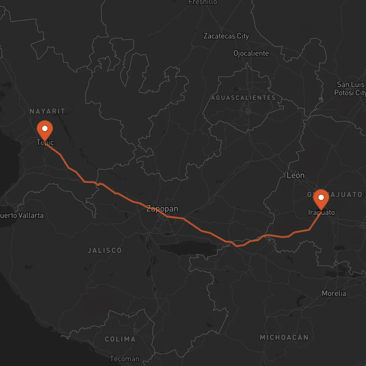 Ruta Tepic - Irapuato