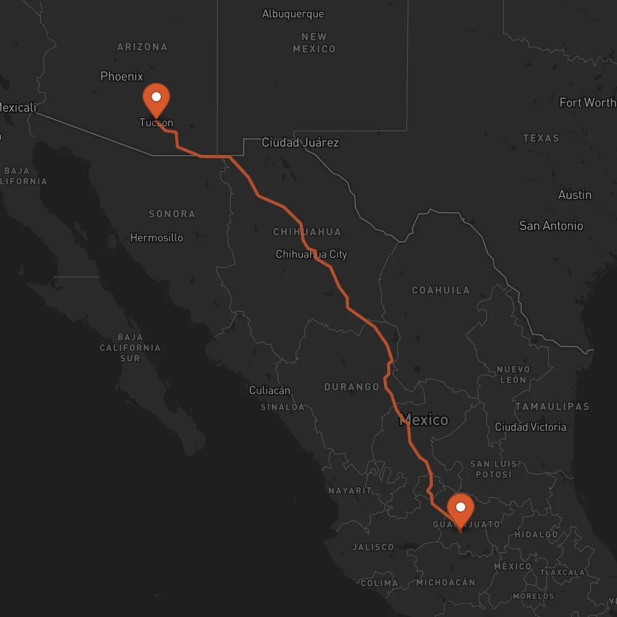 Ruta Tucson - Irapuato