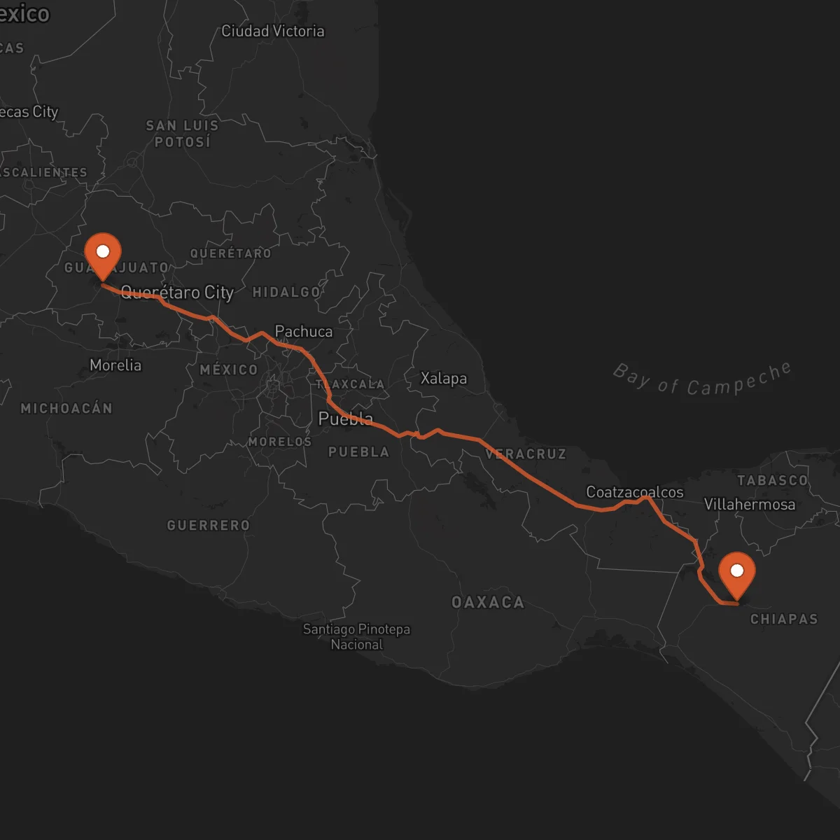 Ruta Tuxtla Gutiérrez - Irapuato