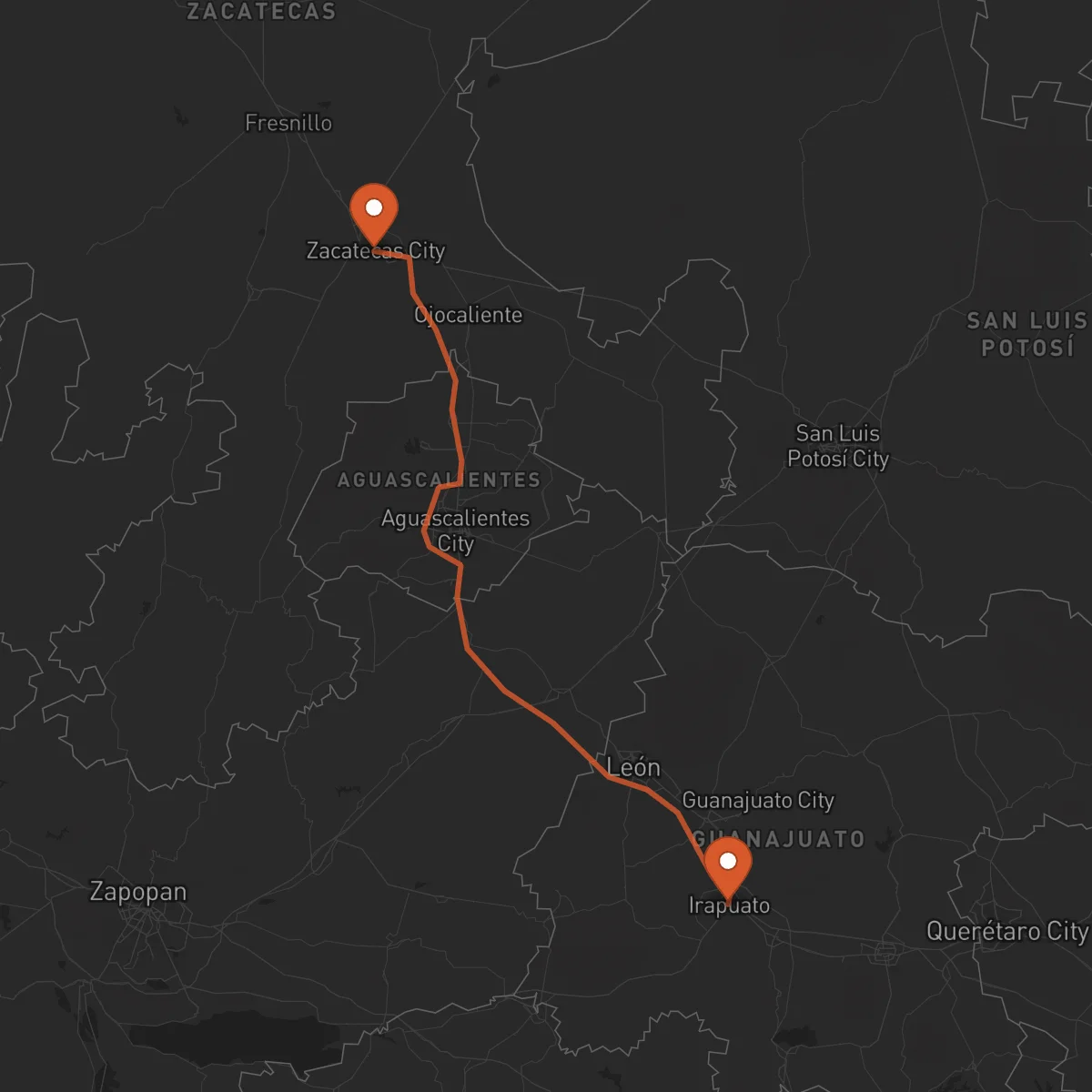 Ruta Irapuato - Zacatecas