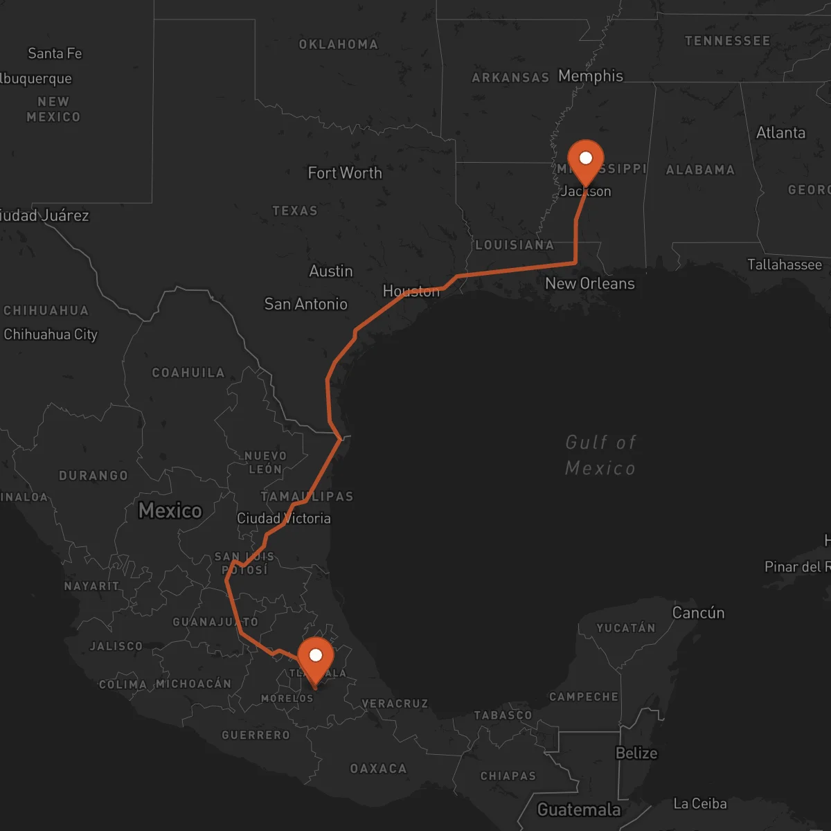 Ruta Puebla de Zaragoza - Jackson