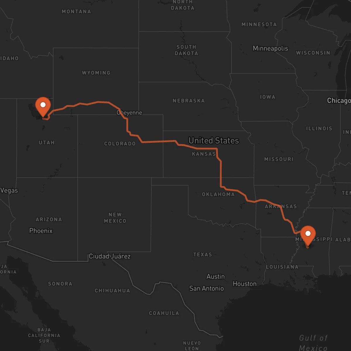 Ruta Salt Lake City - Jackson
