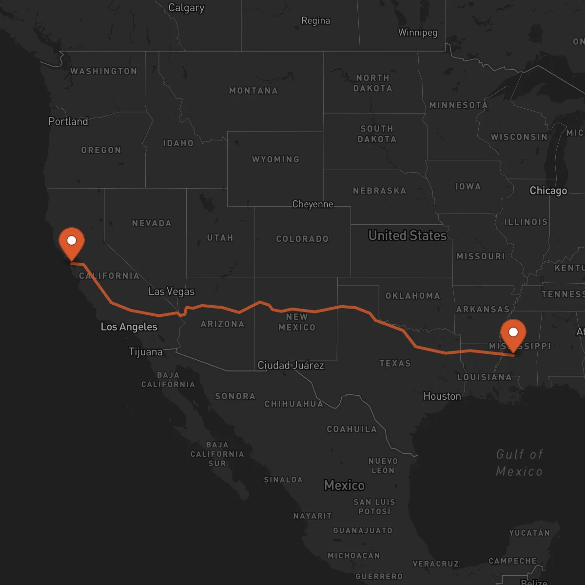 Ruta San Francisco - Jackson