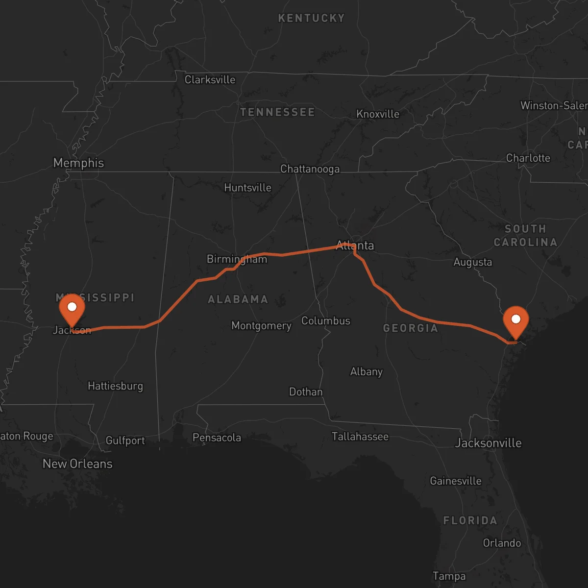 Ruta Savannah - Jackson