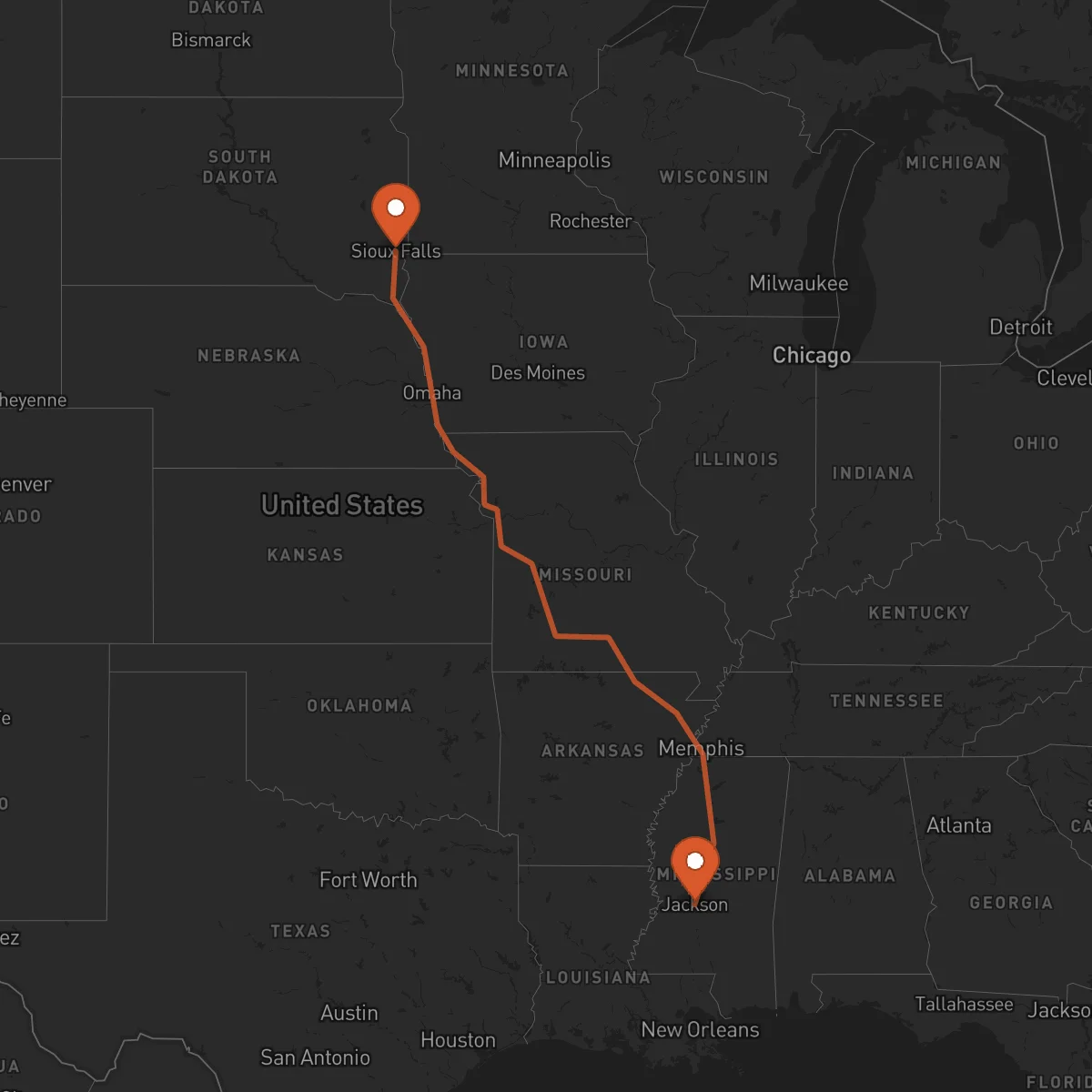 Ruta Sioux Falls - Jackson