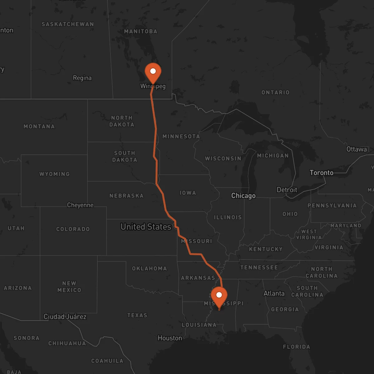 Ruta Winnipeg - Jackson