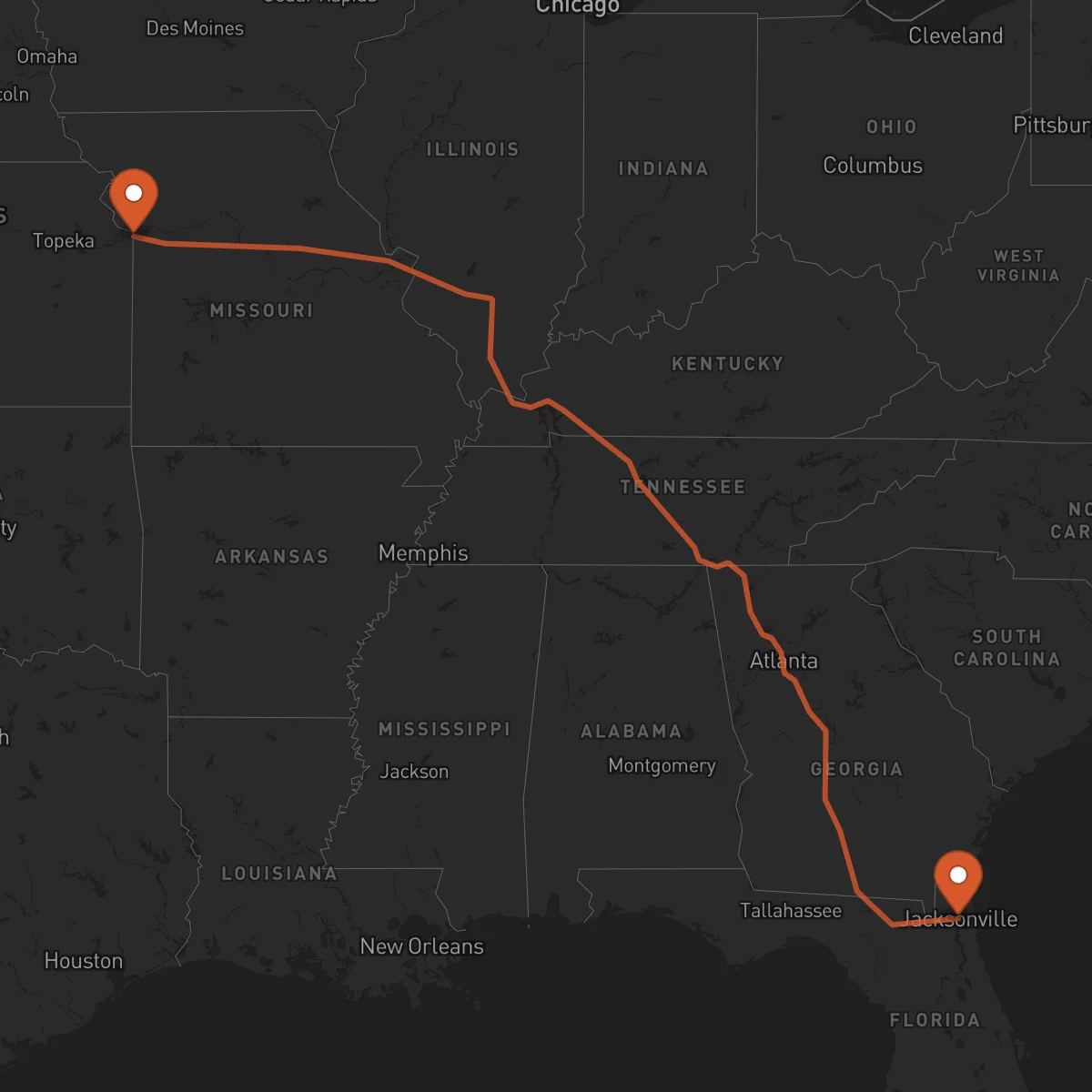 Ruta Jacksonville - Kansas City