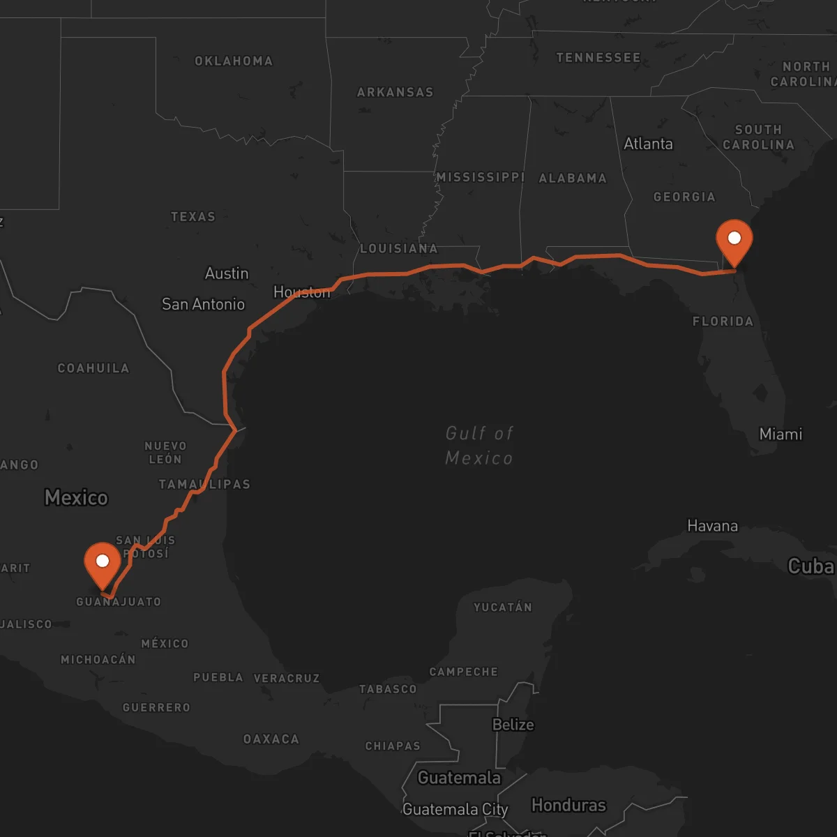 Ruta Jacksonville - León Guanajuato