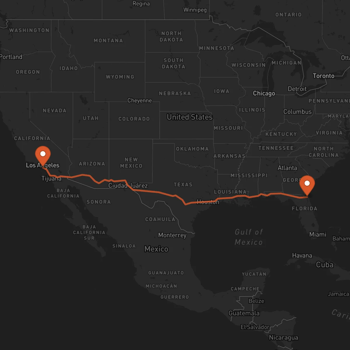 Ruta Long Beach - Jacksonville
