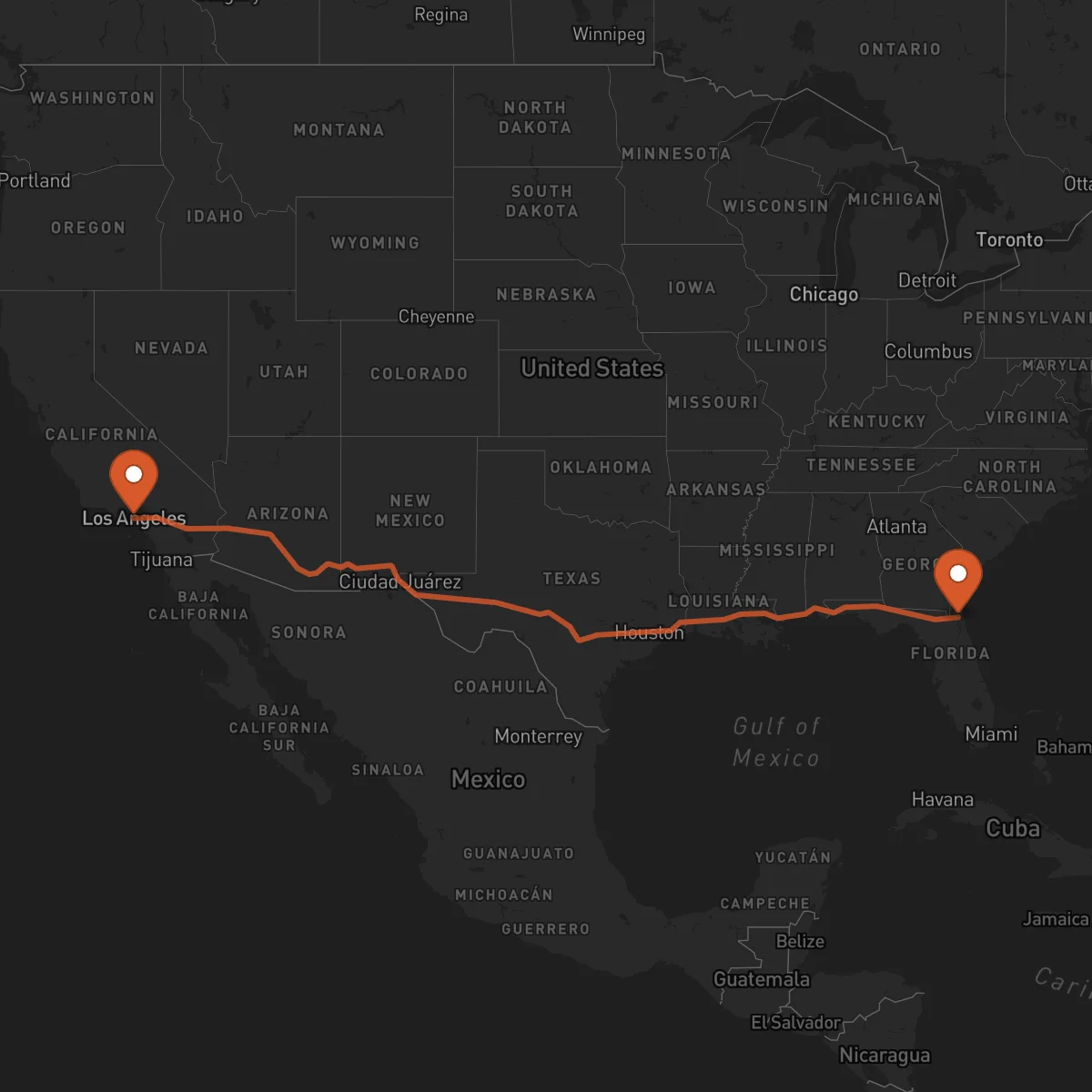 Ruta Jacksonville - Los Angeles